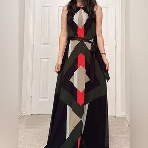 NWT Calvin Klein geometric scheme sleveeless women maxi dress size 2